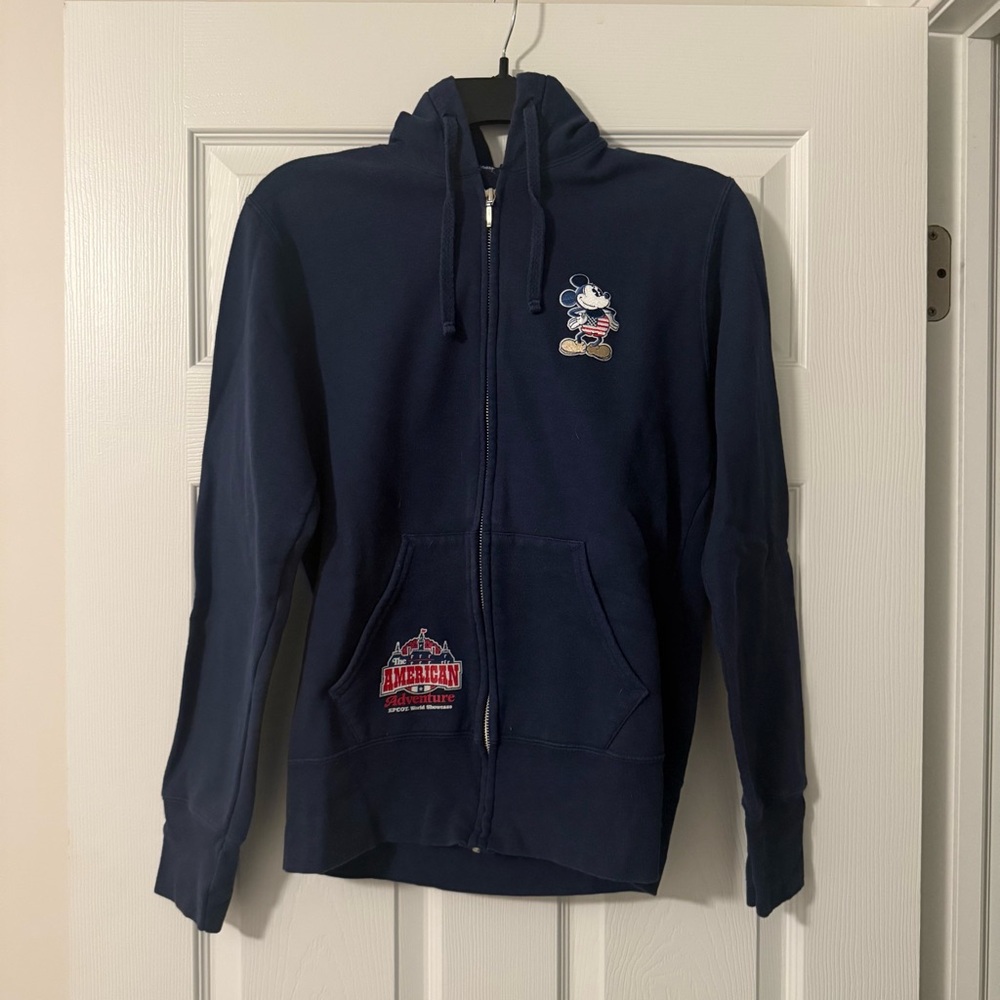 Disney Epcot World Showcase American Adventure Full Zip Hoodie Fits Youth Large - Picture 1 of 5